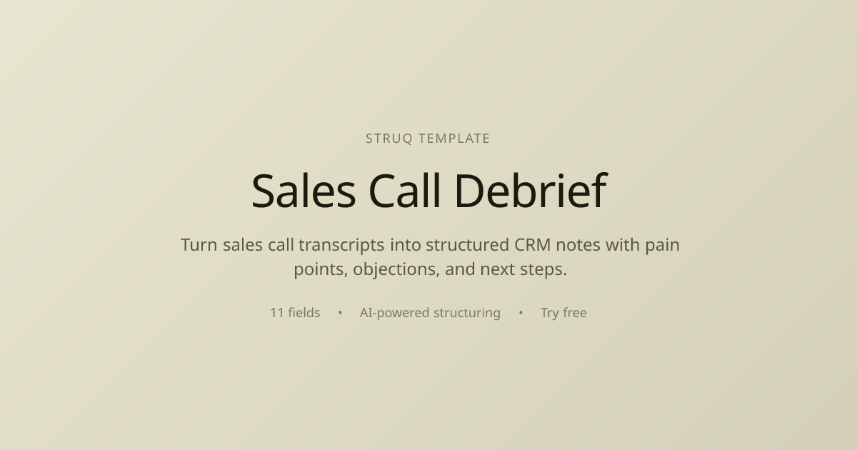 Sales Call Notes Template | CRM Note Generator - Struq | Struq